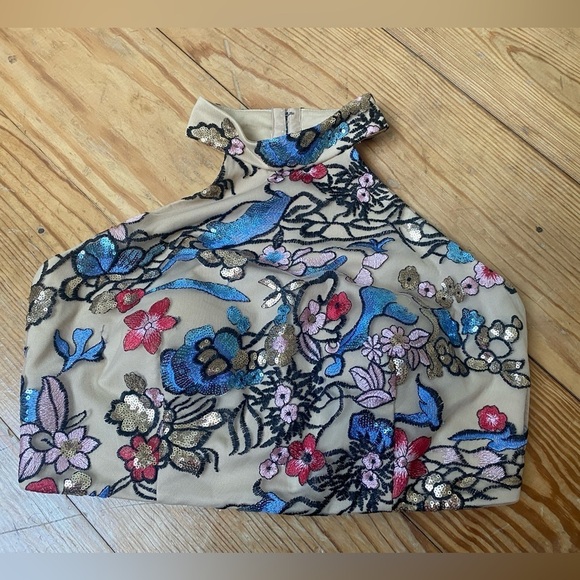 VTG Social Code Sequin Halter Top Cropped Size 11 Medium - Picture 6 of 13